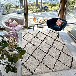 Ryatæpper - Alcott Natural Cotton Shaggy (sort/hvid)