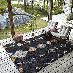 Ryatæpper - Marden Natural Cotton Shaggy (sort/multi)