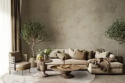 Rundt tæppe - Bornos (grå/beige)