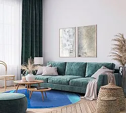 Rundt tæppe - Asti (blå)