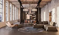 Rundt tæppe - Sanza (grå/multi)