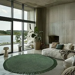 Runde tæpper - Alba Natural Cotton Shaggy (grøn)