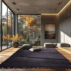 Ryatæpper - Alba Natural Cotton Shaggy (sort)