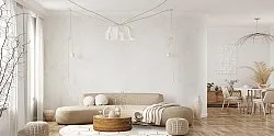 Rundt tæppe - Morino (beige/hvid/guld)