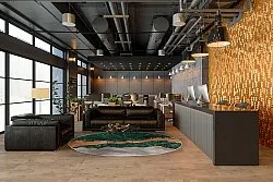 Rundt tæppe - Padova (grøn/orange)