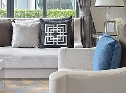 Rundt tæppe - Pescia (blå/multi)