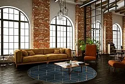 Rundt tæppe - Remy (blå)