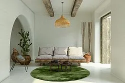 Runde tæpper - Aranga Super Soft Fur (olivengrøn)