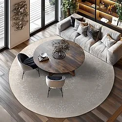 Rundt tæppe - Santi (beige/hvid)