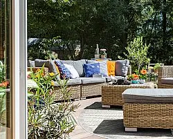 Runde tæpper - Indoor/Outdoor Kendall (cream/grå)