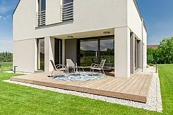 Runde tæpper - Indoor/Outdoor Trenton (hvid/blå)