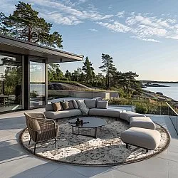Runde tæpper - Indoor/Outdoor Hampton (grå)