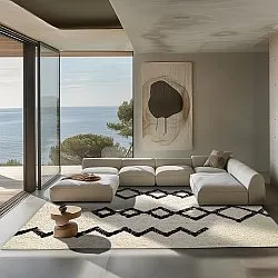 Ryatæpper - Chablis Natural Cotton Shaggy (offwhite/sort)