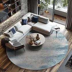 Rundt tæppe - Zarzi (blå)