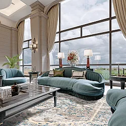 Wilton-tæppe - Javis (blå/multi)