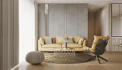 Rundt tæppe - Junes (guld)