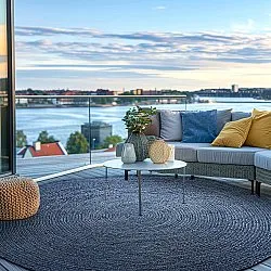 Rund jutetæppe - Amasia (blå)