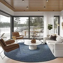 Rund jutetæppe - Amasia (blå)