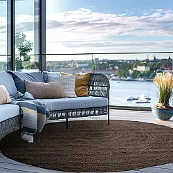 Rund jutetæppe - Amasia (mørk taupe)