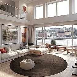 Rund jutetæppe - Amasia (mørk taupe)