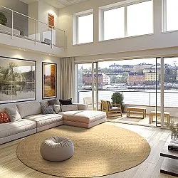 Rund jutetæppe - Amasia (natur)