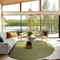 Rund jutetæppe - Amasia (oliven)