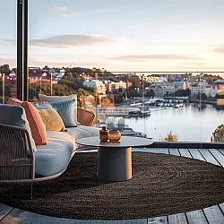 Rund jutetæppe - Amasia (sort)