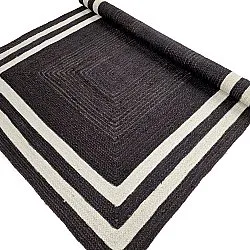 Jutetæppe - Jessore (mørk taupe/hvid)