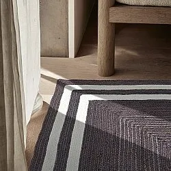 Jutetæppe - Jessore (mørk taupe/hvid)