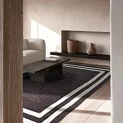 Jutetæppe - Jessore (mørk taupe/hvid)