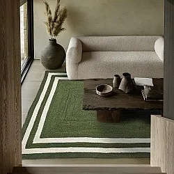 Jutetæppe - Jessore (militærgrøn/hvid)