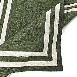 Jutetæppe - Jessore (militærgrøn/hvid)