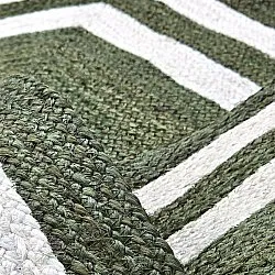 Jutetæppe - Jessore (militærgrøn/hvid)