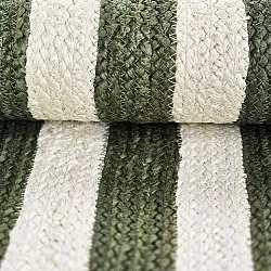 Jutetæppe - Jessore (militærgrøn/hvid)