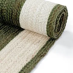 Jutetæppe - Senaki (militærgrøn/hvid)