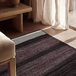 Jutetæppe - Senaki (mørk taupe/hvid)