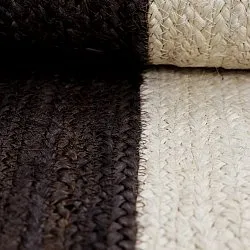 Jutetæppe - Senaki (mørk taupe/hvid)