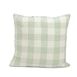 Pudebetræk - Isela check cotton cushion cover (creme/lysegrøn)