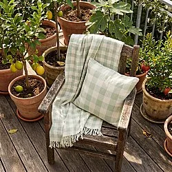 Pudebetræk - Isela check cotton cushion cover (creme/lysegrøn)