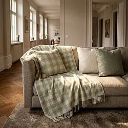 Pudebetræk - Isela check cotton cushion cover (creme/lysegrøn)