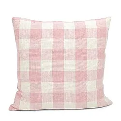 Pudebetræk - Isela check cotton cushion cover (creme/lyserød)