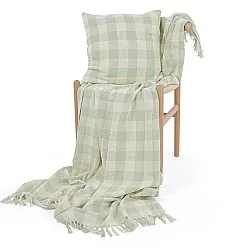 Plaid - Isela check cotton throw (creme/lysegrøn)