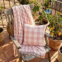 Plaid - Isela check cotton throw (creme/lyserød)