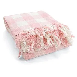 Plaid - Isela check cotton throw (creme/lyserød)