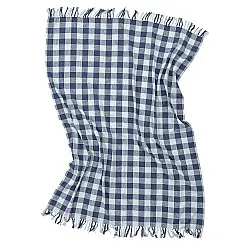 Plaid - Isela check cotton throw (marineblå/lyseblå)