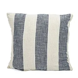 Pudebetræk - Kora stripe cotton cushion cover (creme/marineblå)
