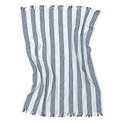 Plaid - Kora stripe cotton throw (marineblå/lyseblå)