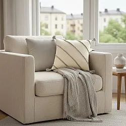 Pudebetræk - Montreux (off white/grå)