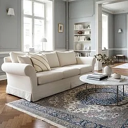 Pudebetræk - Montreux (off white/grå)