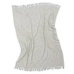 Plaid - Rumi stripe cotton throw (creme/marineblå/lysegrøn)